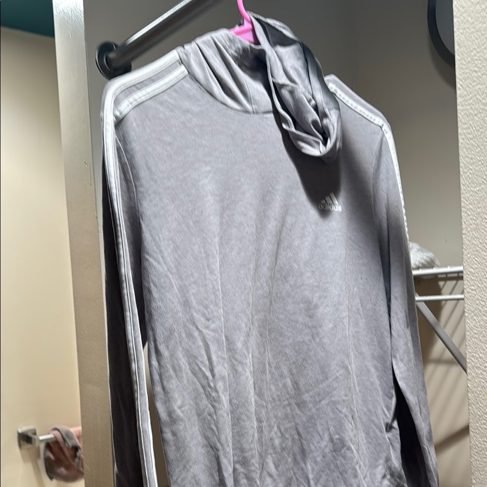 Adidas Gray Sweatshirt with Fold-Over Collar